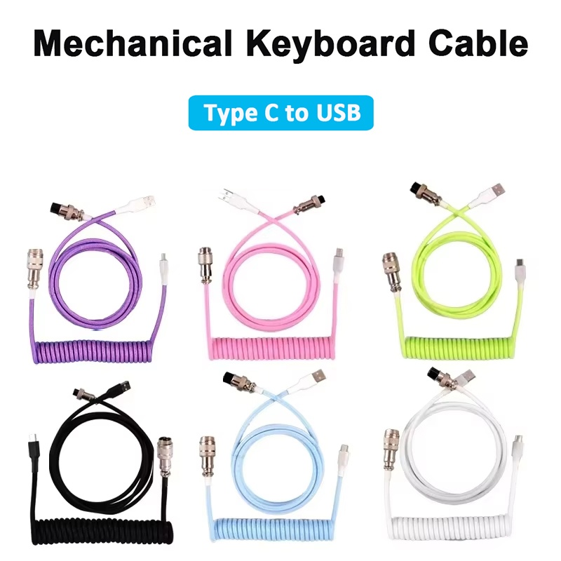 Gaming Keyboard Type C - Cabo espiralado para teclado mecânico, cabo