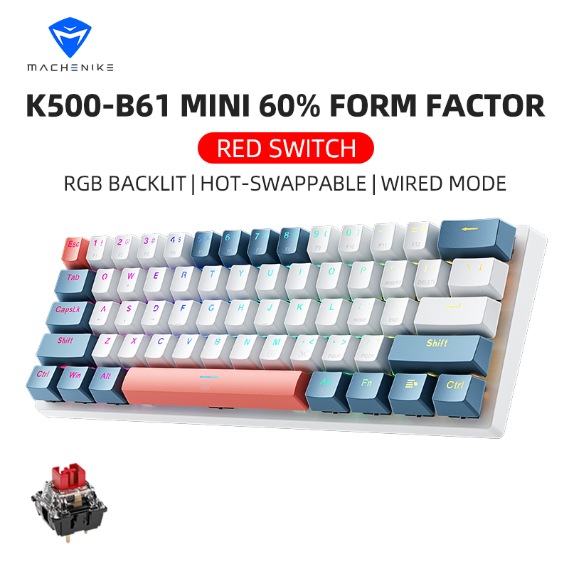 Gaming Keyboard Thocky - K500-B61achenike Mini Keybaord Mecânico 60% Fator
