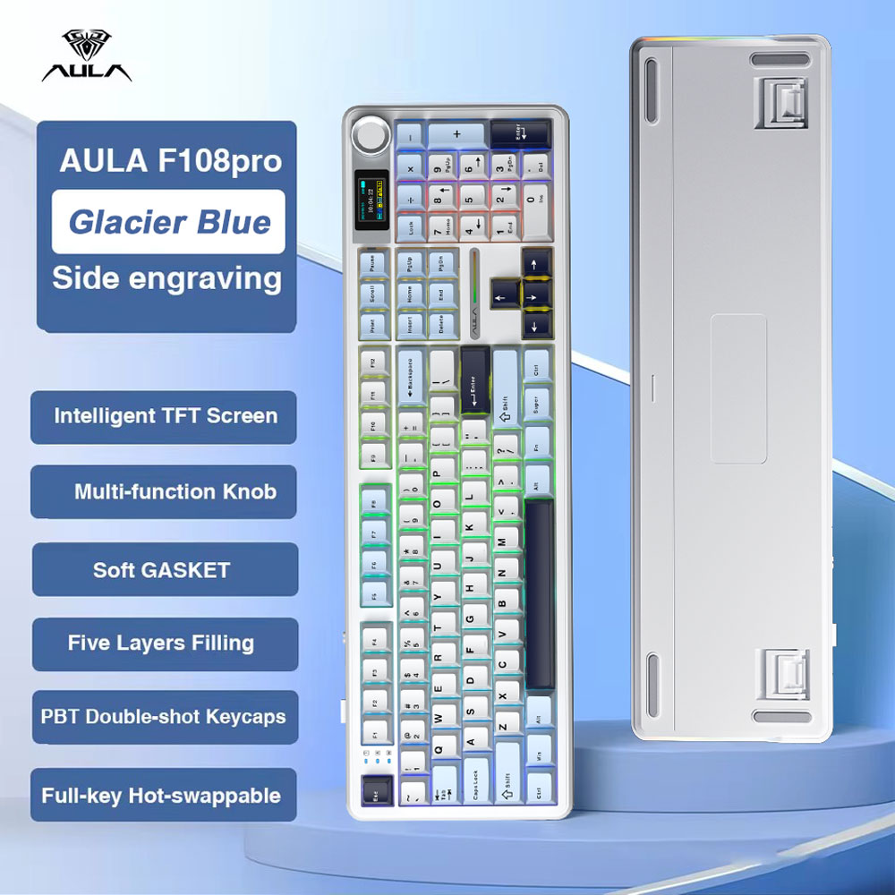 Gaming Keyboard Thocky - AULA F108 Pro Gaming Mecânico Teclado