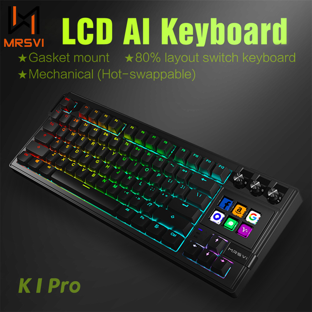 Gaming Keyboard Thocky - Mrsvi k1 pro visual lcd ai