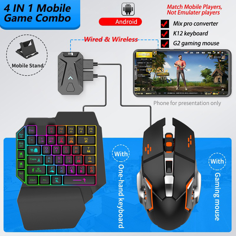 Gaming Keyboard Half - Conversor de jogos móveis, kit de