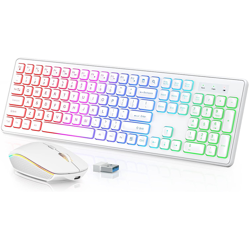 Gaming Keyboard Mouse Set - Teclado e mouse sem fio retroiluminados,