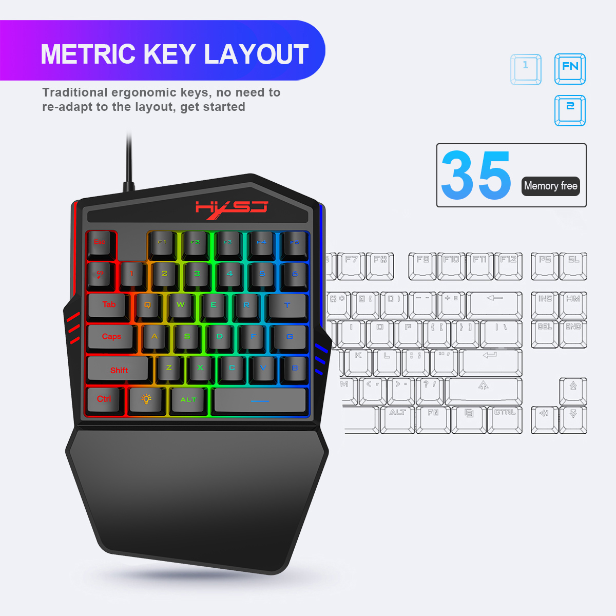 HXSJ-Teclado para jogos de ret - Gaming Keyboard Half avaliação e preço