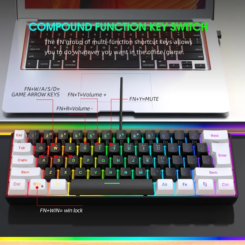 Kit de Teclado e Mouse 60% par - Gaming Keyboard Mouse Set avaliação e preço