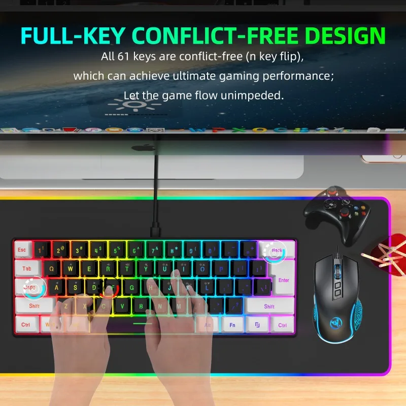 Kit de Teclado e Mouse 60% par - Gaming Keyboard Mouse Set avaliação e preço