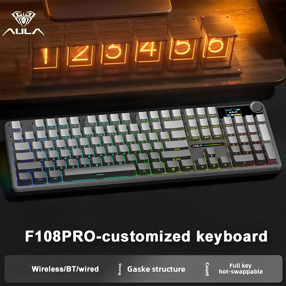 AULA F108 Pro Gaming Mecânico  - Gaming Keyboard Thocky avaliação e preço