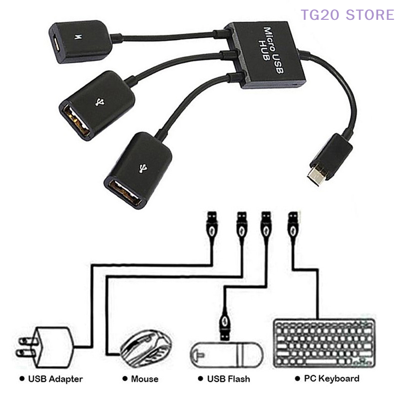 Micro USB para 2 OTG Port HUB  - Gaming Keyboard Type C avaliação e preço