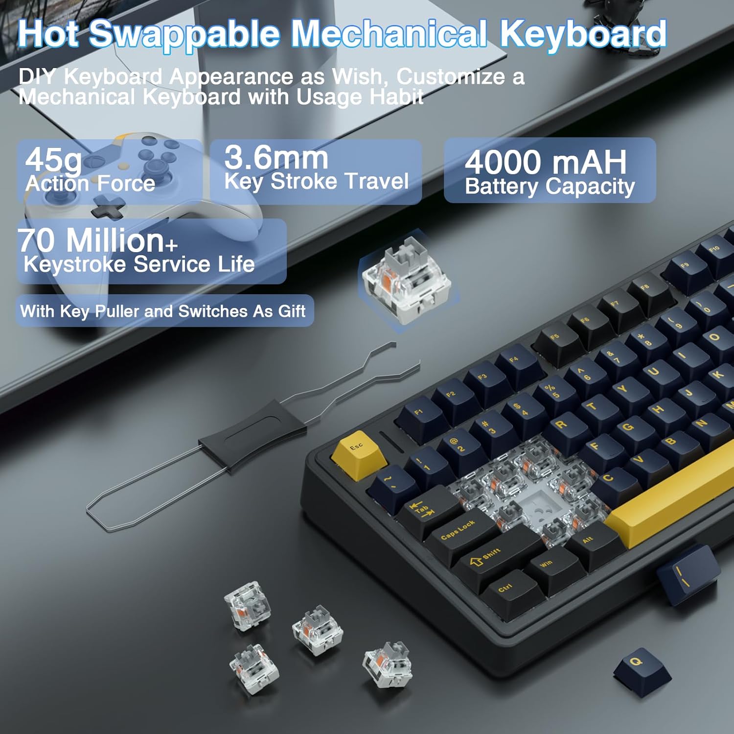 Teclado Mecânico Aula F75, Tec - Gaming Keyboard Number Pad avaliação e preço