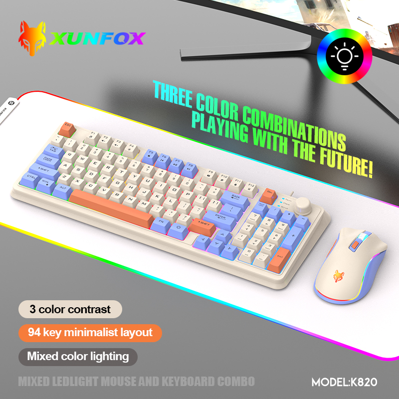 K820 USB com fio jogo teclado  - Gaming Keyboard Bundle avaliação e preço
