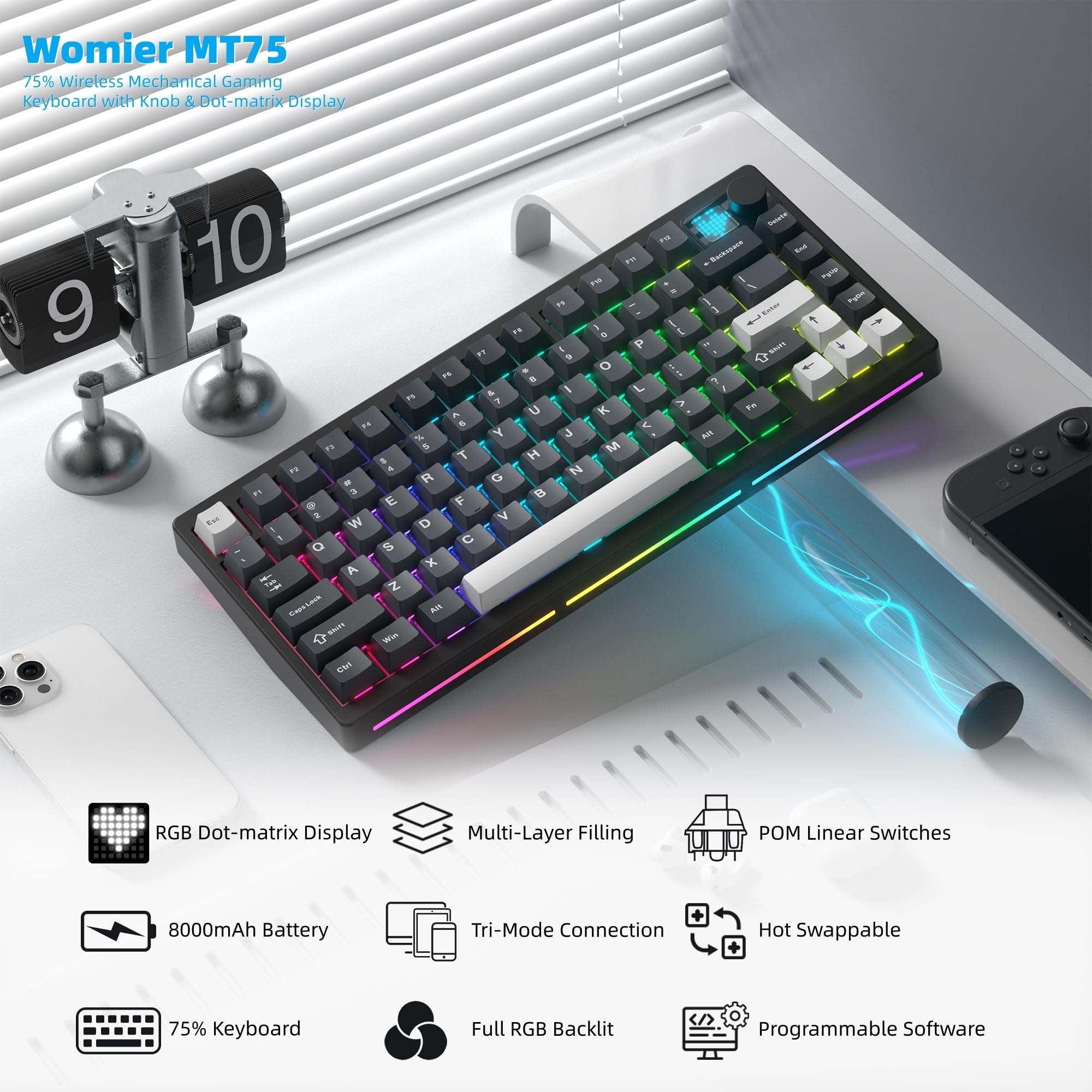 Teclado Mecânico Sem Fio Womie - Gaming Keyboard Thocky avaliação e preço